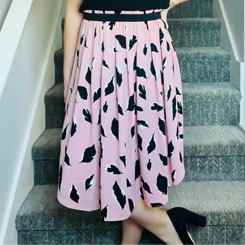 Loft Flowy Pink Floral Midi Skirt
